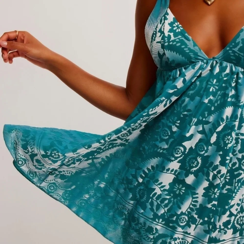 NWT Free People Snow Angel Mini Slip / Pine Frost Mini Dress, Xsmall